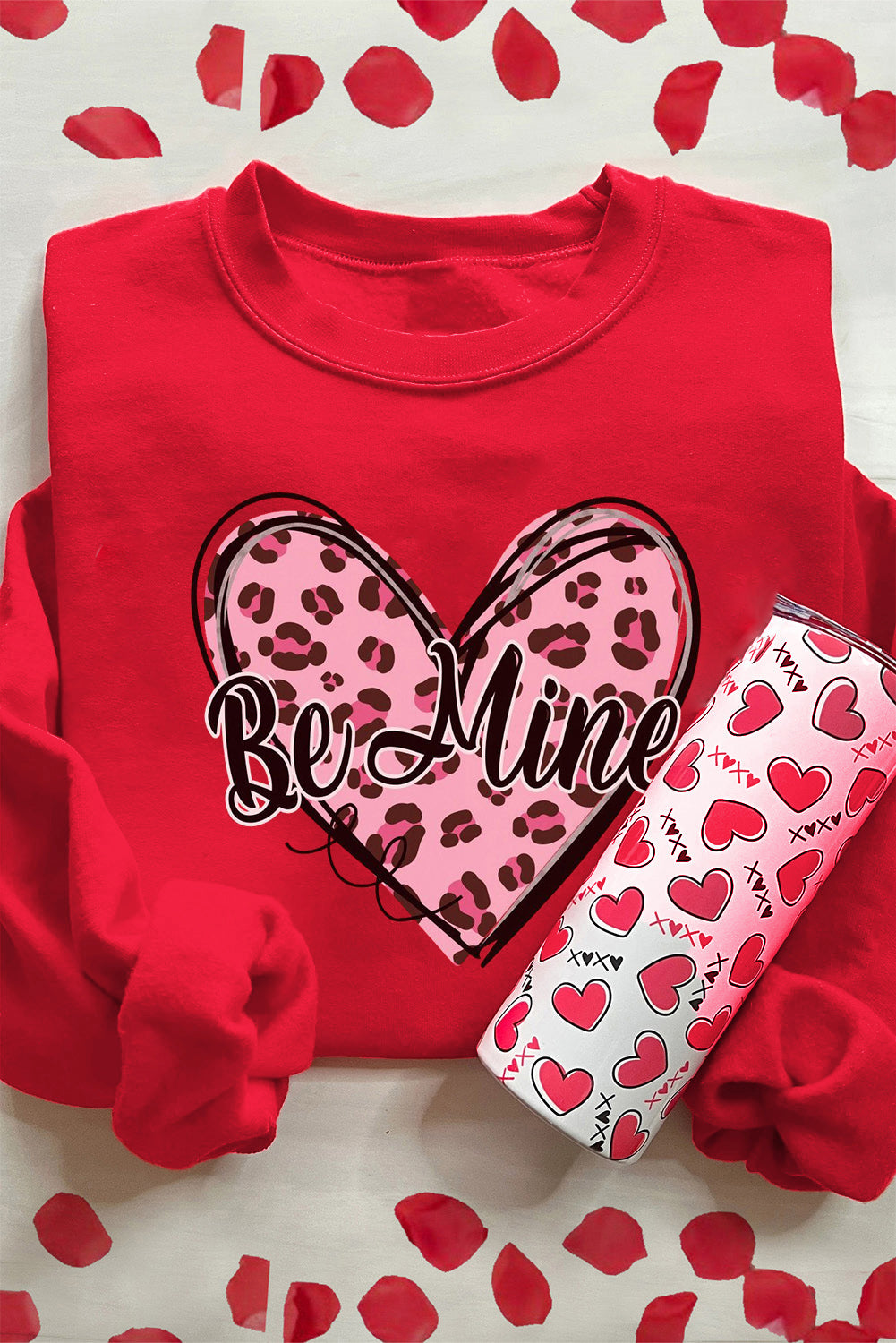 Valentine's Day BE MINE Heart Long Sleeve Sweatshirt Trendsi