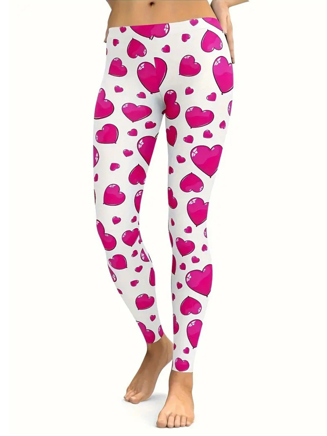 Heart Print Skinny Pants Trendsi