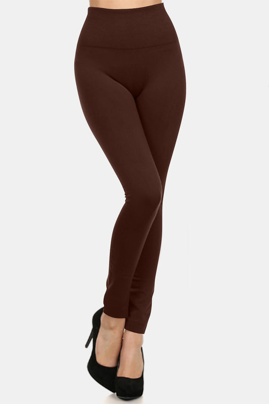 Yelete Full Size Seamless Fleece Lined Leggings Trendsi