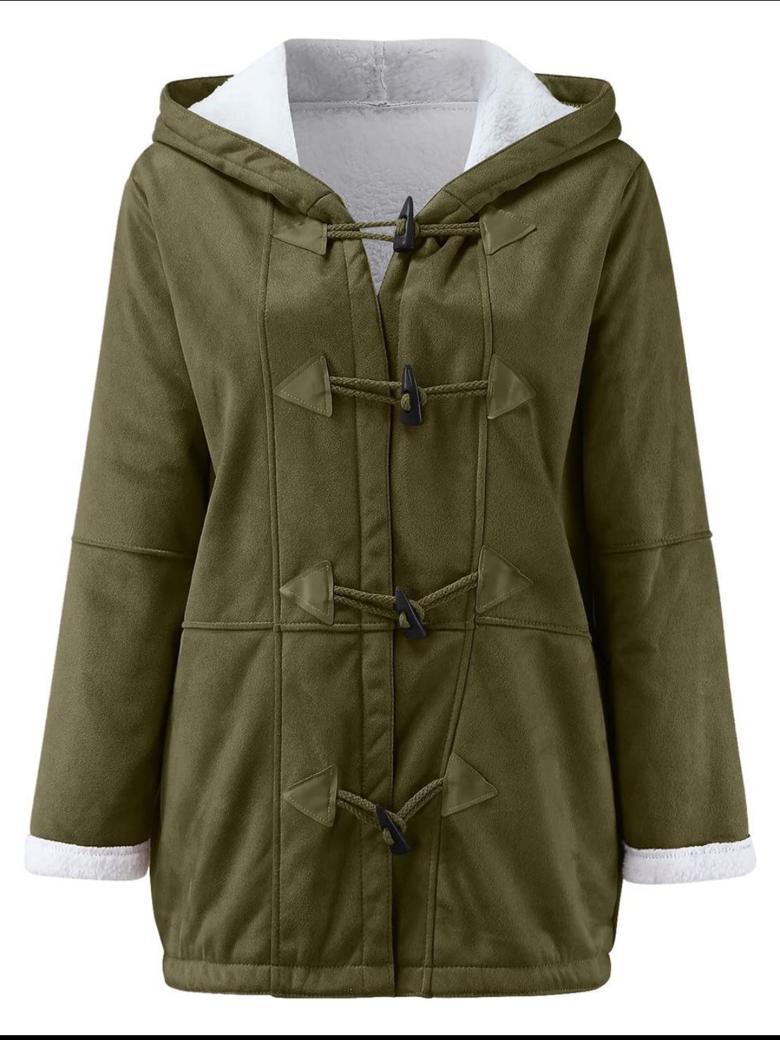 Full Size Pocketed Long Sleeve Hooded Toggle Jacket Trendsi