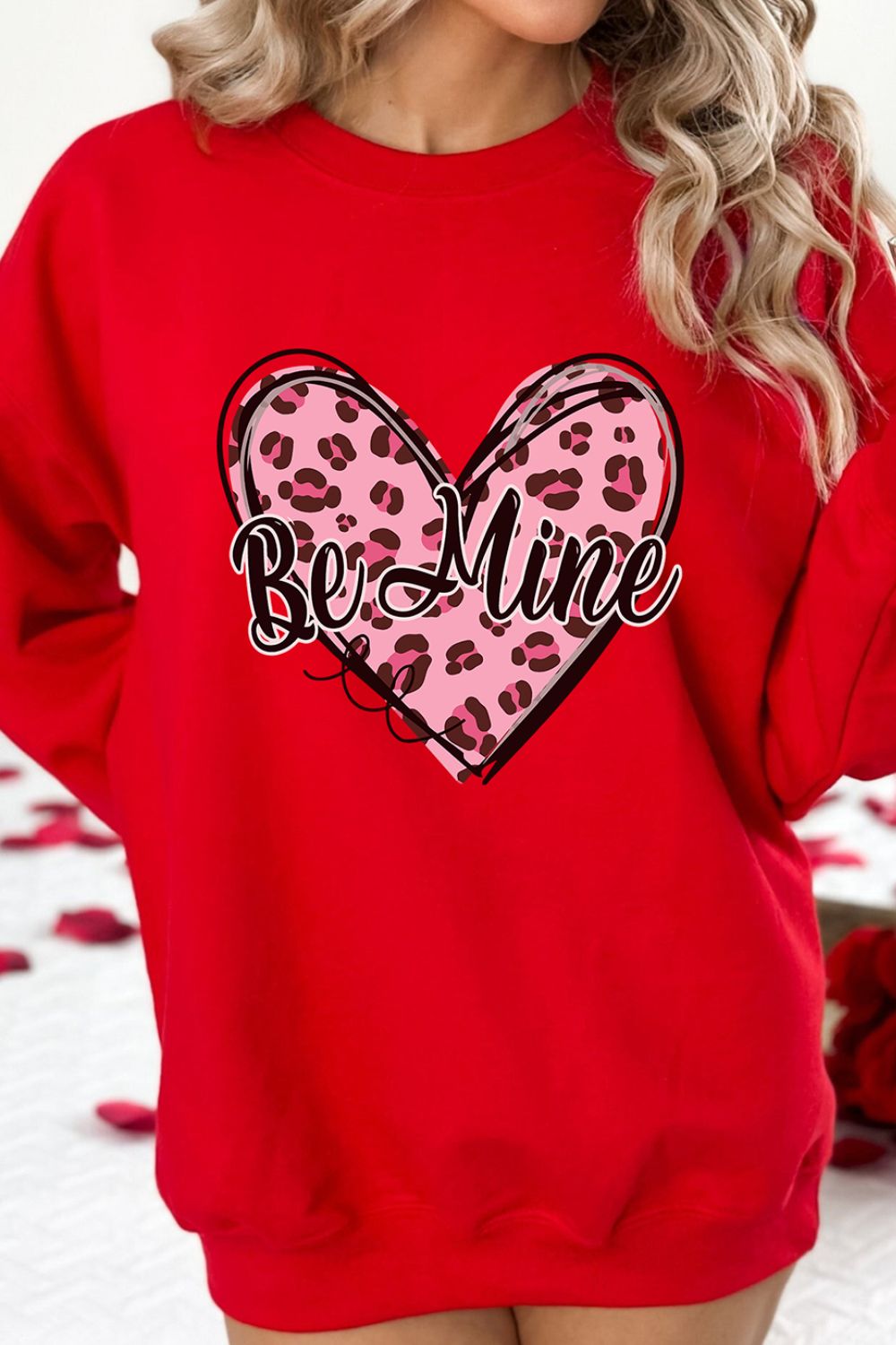 Valentine's Day BE MINE Heart Long Sleeve Sweatshirt Trendsi