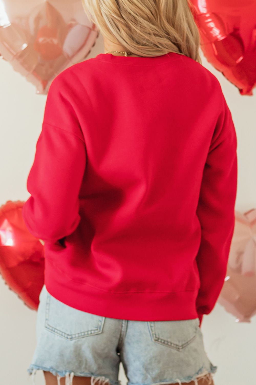 Valentine’s Day XOXO Round Neck Drop Shoulder Sweatshirt Trendsi