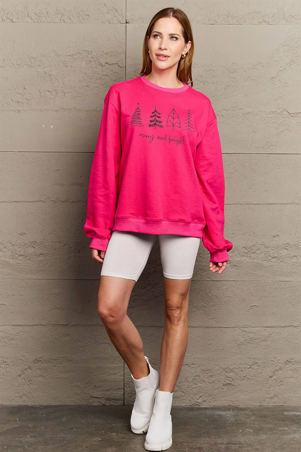 Simply Love Full Size MERRY AND BRIGHT Graphic Sweatshirt Trendsi