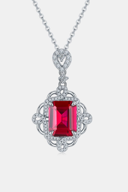 925 Sterling Silver Ruby Pendant Necklace