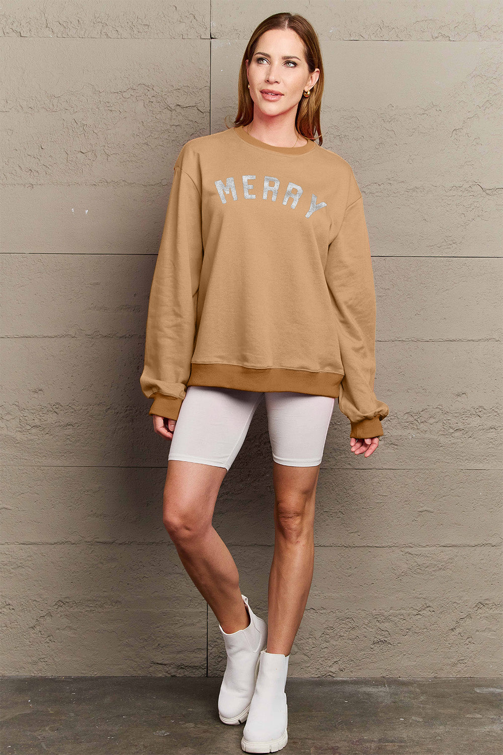 Simply Love Full Size MERRY Graphic Sweatshirt Trendsi