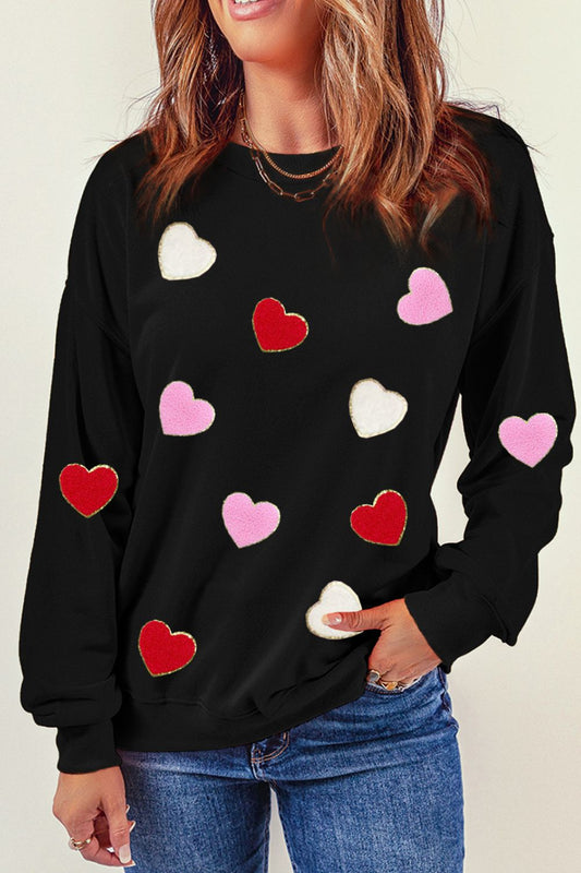 Valentine's Day Contrast Heart Long Sleeve Sweatshirt Trendsi