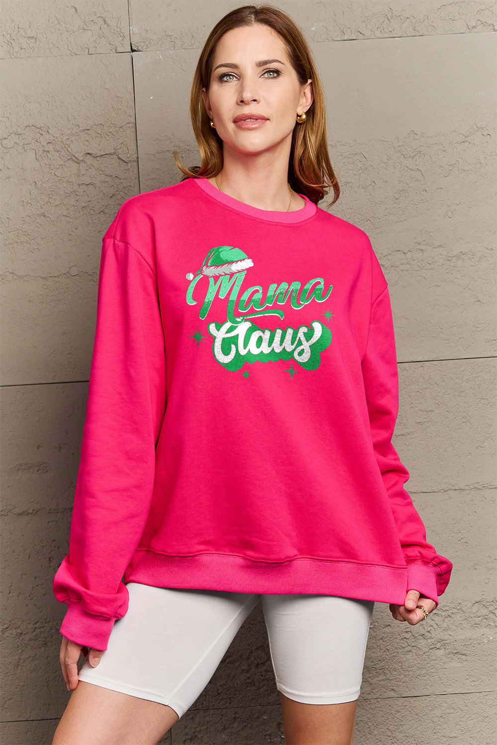 Simply Love Full Size MAMA CLAUS Round Neck Sweatshirt Trendsi