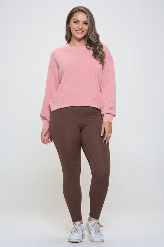 Yelete Full Size Fleece Lined High Waisted Leggings Trendsi