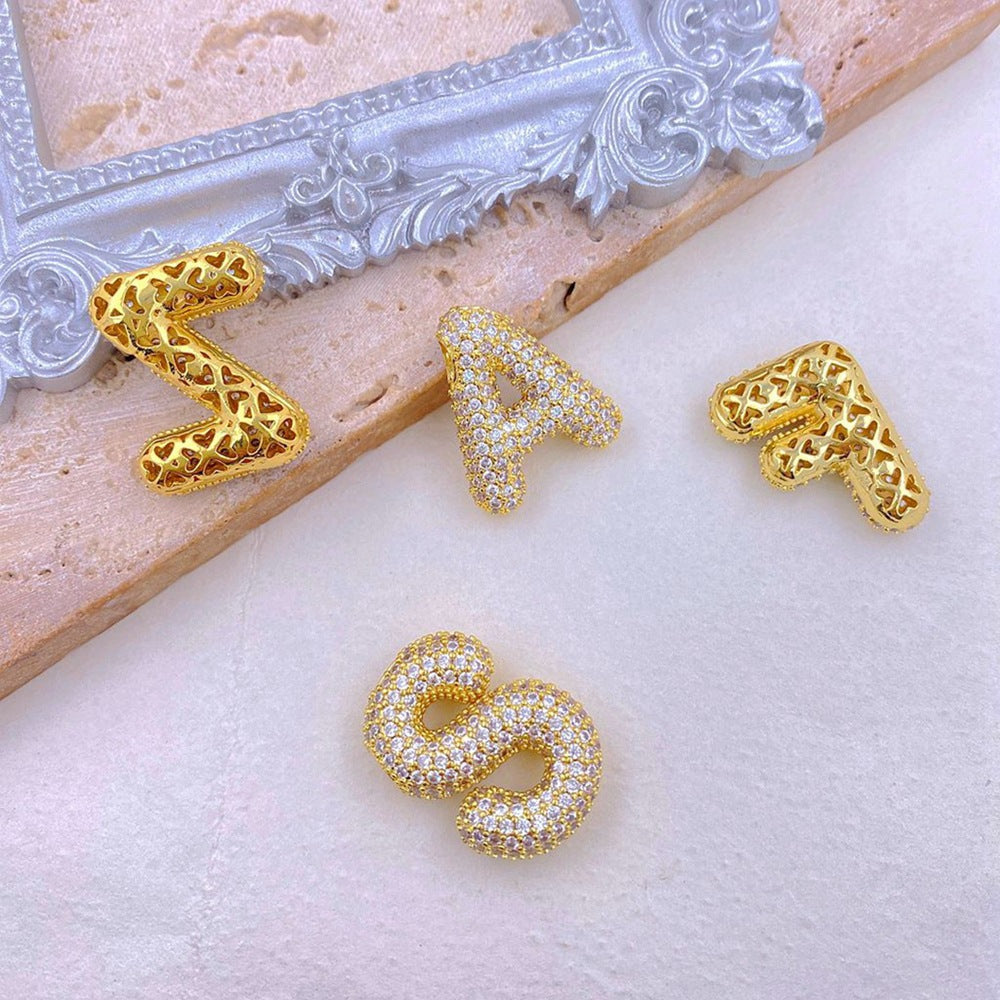 Inlaid Zircon Bubble Initial Necklace Trendsi