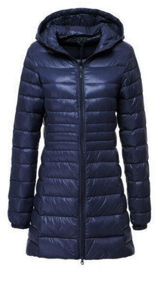 Lightweight Down Jacket Mid-length, Autumn And Winter Hooded Plus Fat Plus Size CJ