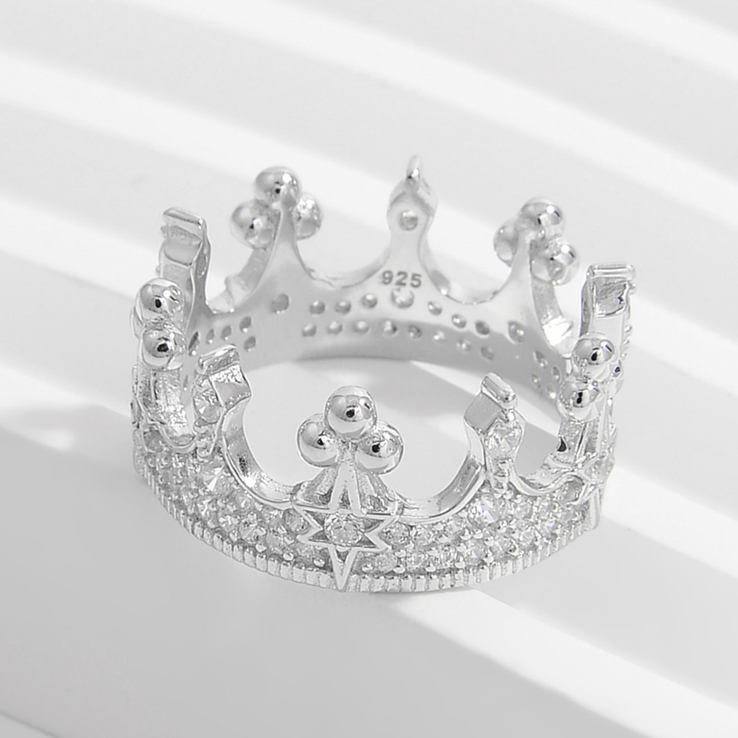 Crown Shape Zircon 925 Sterling Silver Ring Trendsi