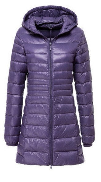 Lightweight Down Jacket Mid-length, Autumn And Winter Hooded Plus Fat Plus Size CJ