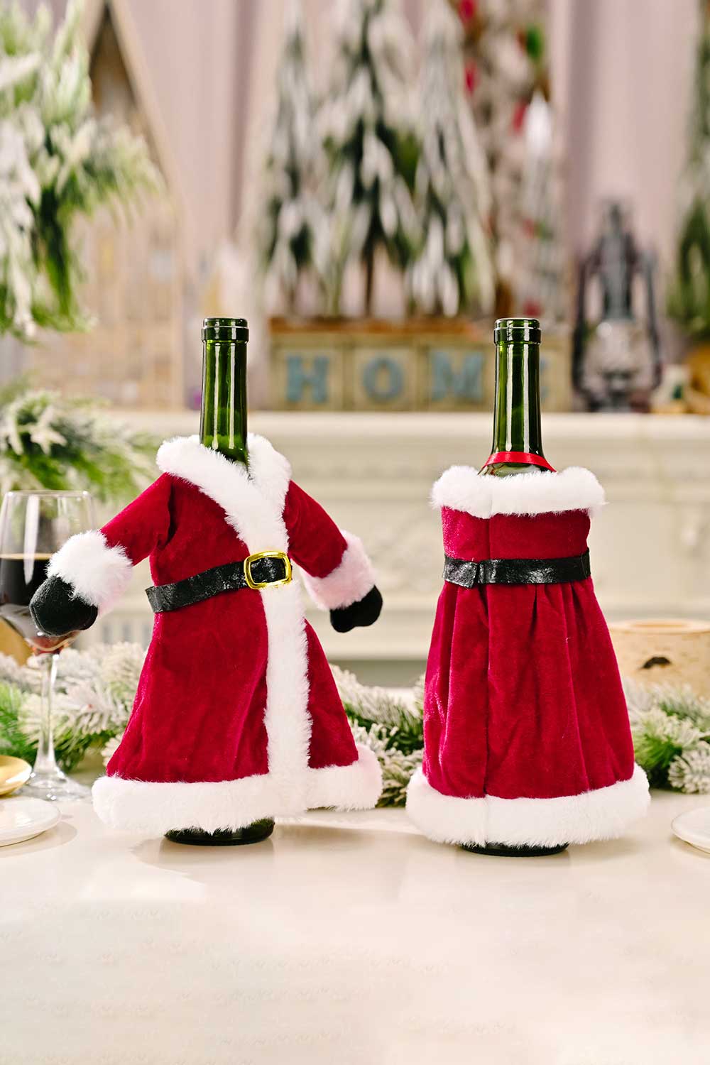 2-Pack Christmas Dress Wine Bottle Covers Trendsi