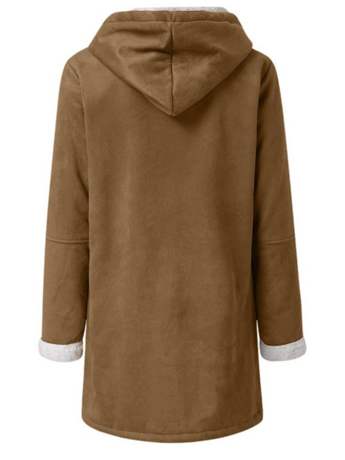 Full Size Pocketed Long Sleeve Hooded Toggle Jacket Trendsi