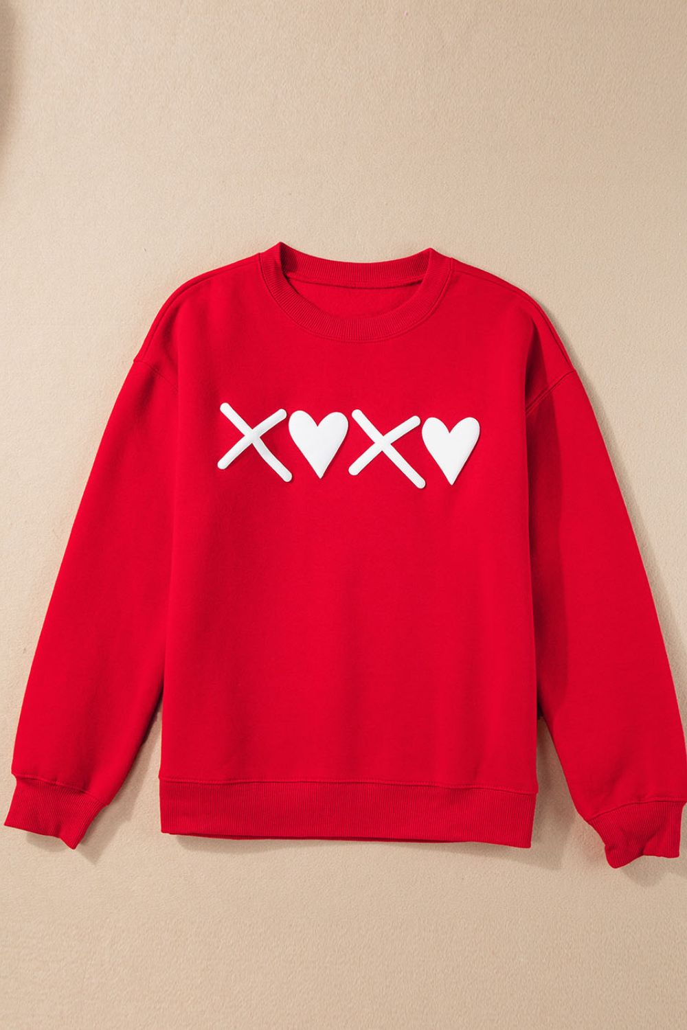 Valentine’s Day XOXO Round Neck Drop Shoulder Sweatshirt Trendsi