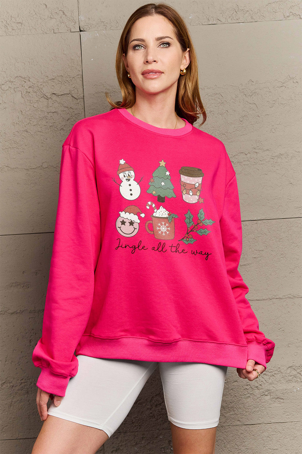 Simply Love Full Size JINGLE ALL THE WAY Long Sleeve Sweatshirt Trendsi