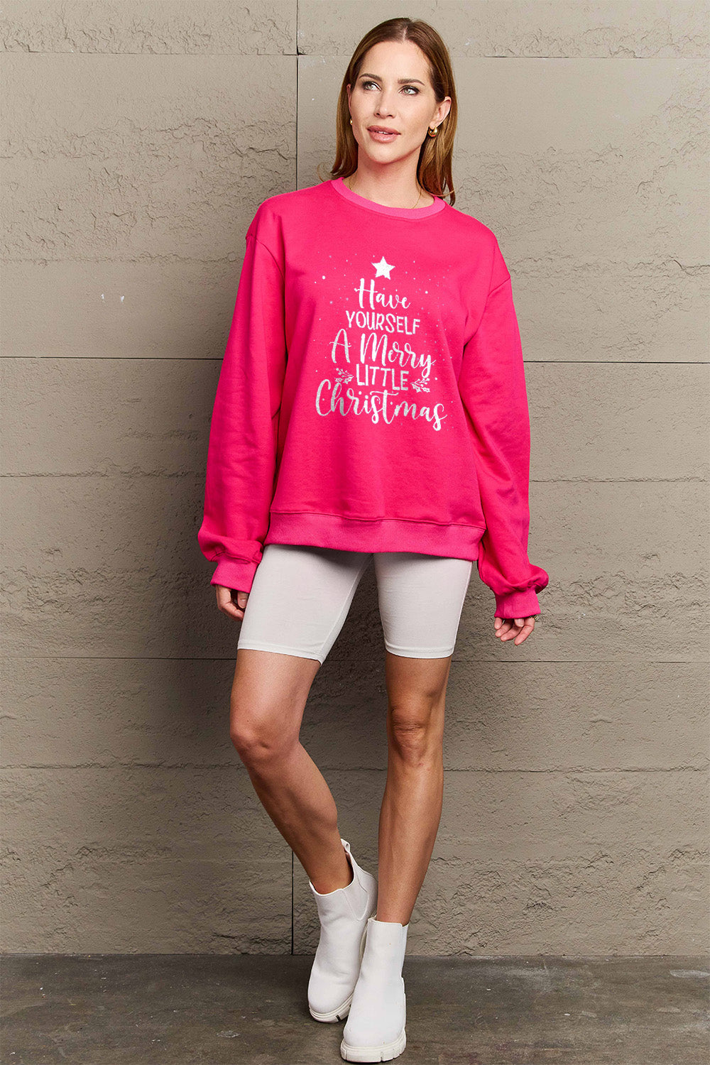 Simply Love Full Size HAVE YOURSELF A MERRY LITTLE CHRISTMAS Round Neck Sweatshirt Trendsi