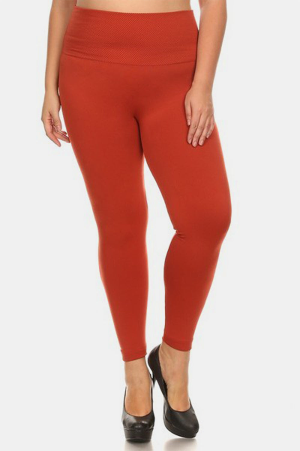 Yelete Full Size Seamless High Waist Fleece Leggings Trendsi
