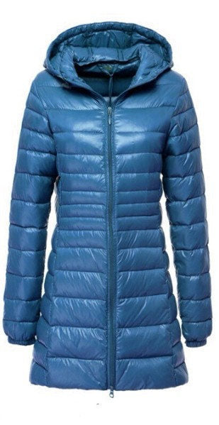 Lightweight Down Jacket Mid-length, Autumn And Winter Hooded Plus Fat Plus Size CJ