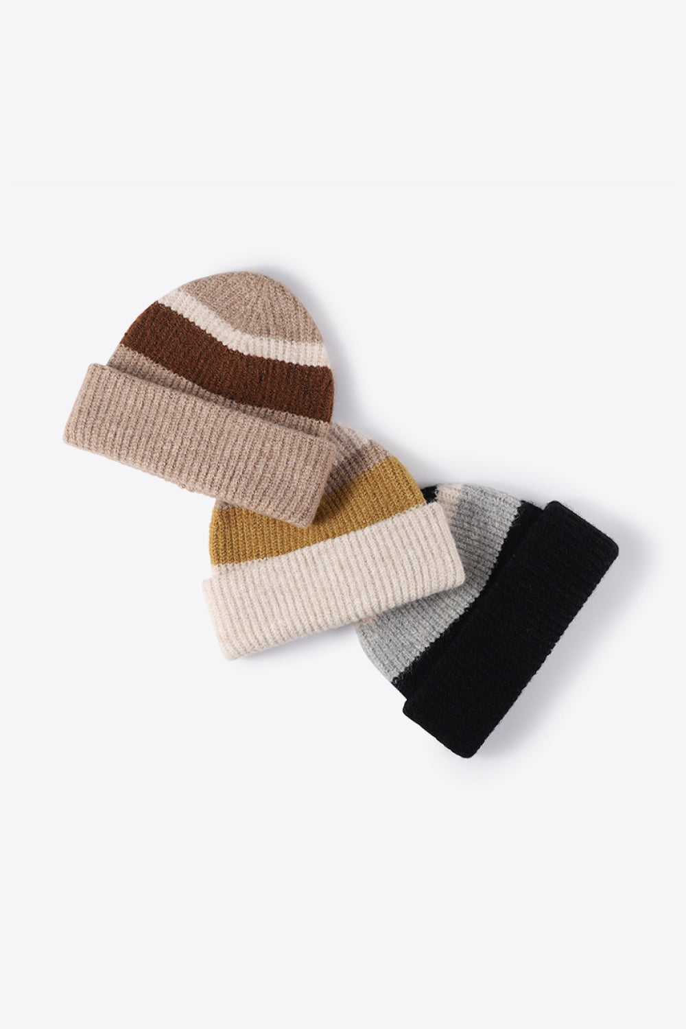 Tricolor Cuffed Knit Beanie Trendsi