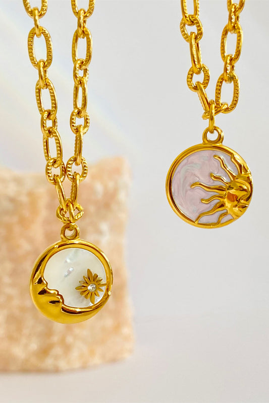 Round Pendant Stainless Steel Necklace Trendsi