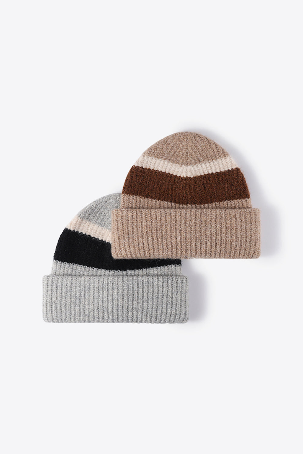 Tricolor Cuffed Knit Beanie Trendsi