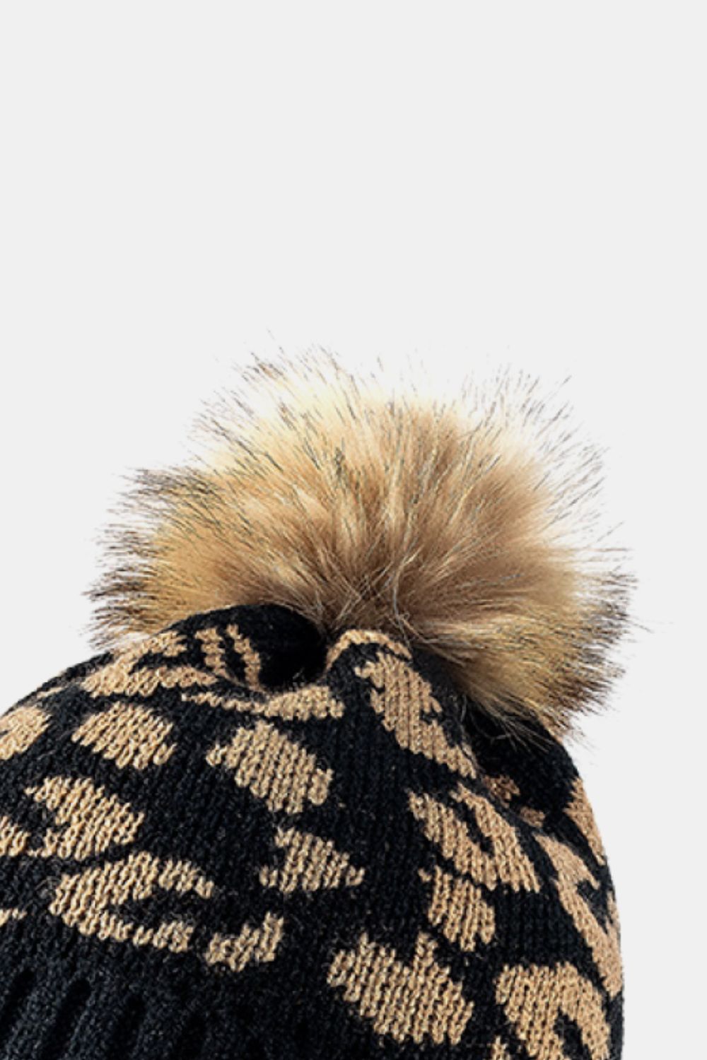 Leopard Pom-Pom Cuffed Beanie Trendsi