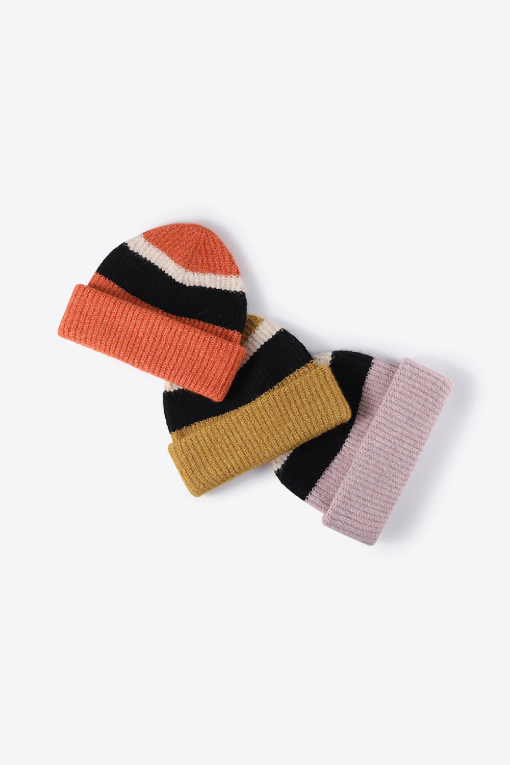 Tricolor Cuffed Knit Beanie Trendsi