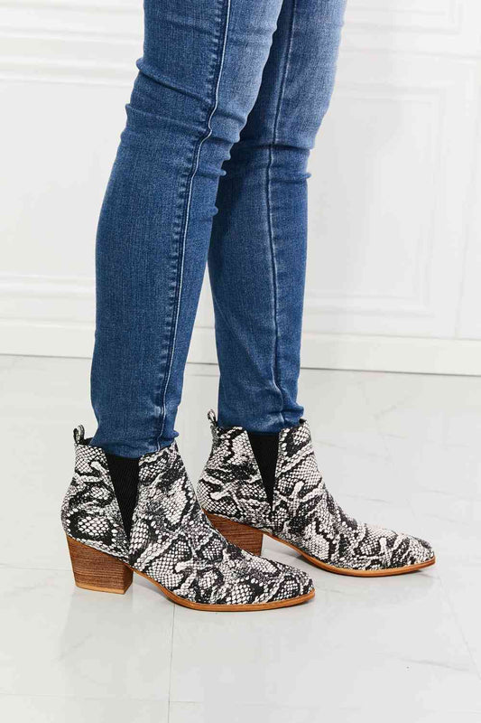 MM Shoes Back At It Point Toe Bootie in Snakeskin