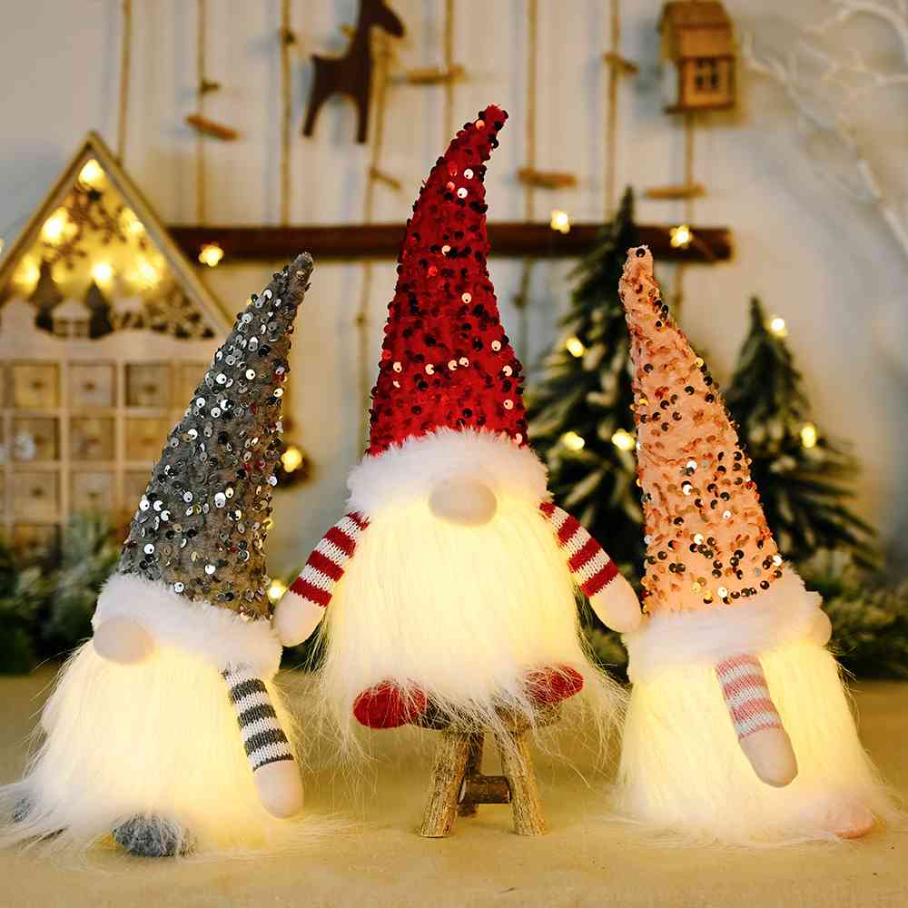 Sequin Light-Up Faceless Gnome
