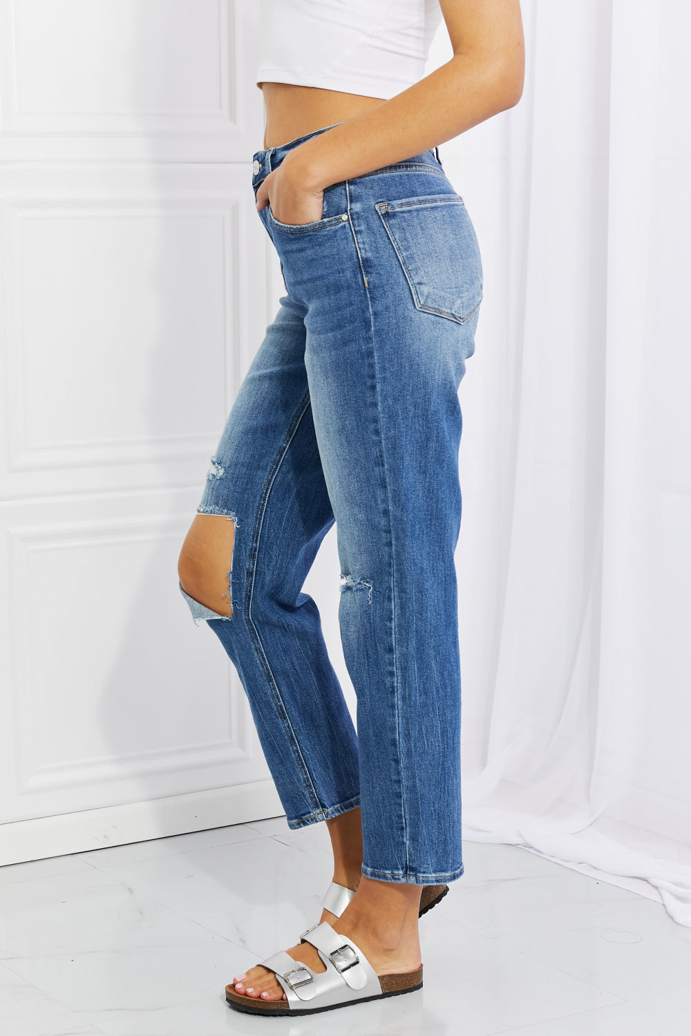 RISEN Full Size Emily High Rise Relaxed Jeans Trendsi