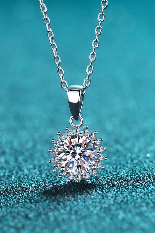 Pointed Silver Moissanite Pendant Necklace