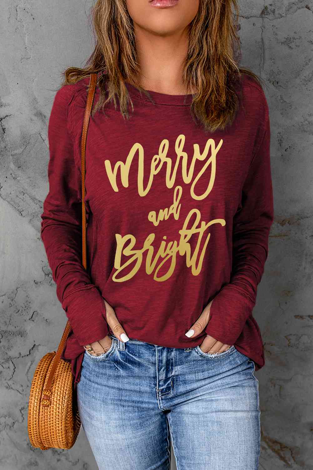 MERRY AND BRIGHT Graphic Long Sleeve T-Shirt