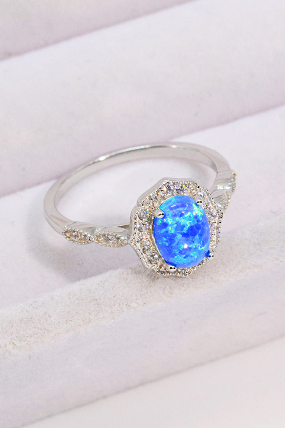 Opal and Zircon 925 Sterling Silver Ring Trendsi