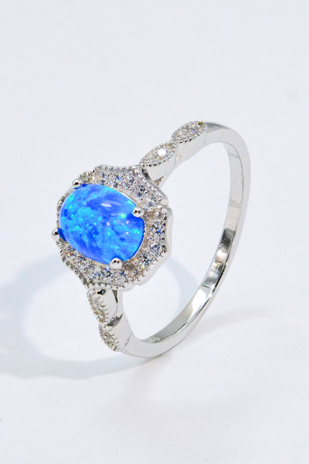 Opal and Zircon 925 Sterling Silver Ring Trendsi