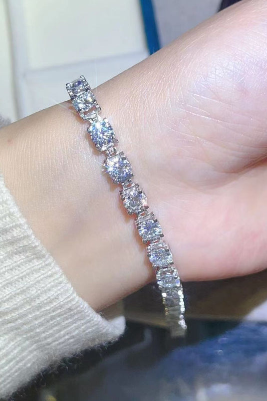 Stunning 10 Carat Moissanite Platinum-Plated Bracelet