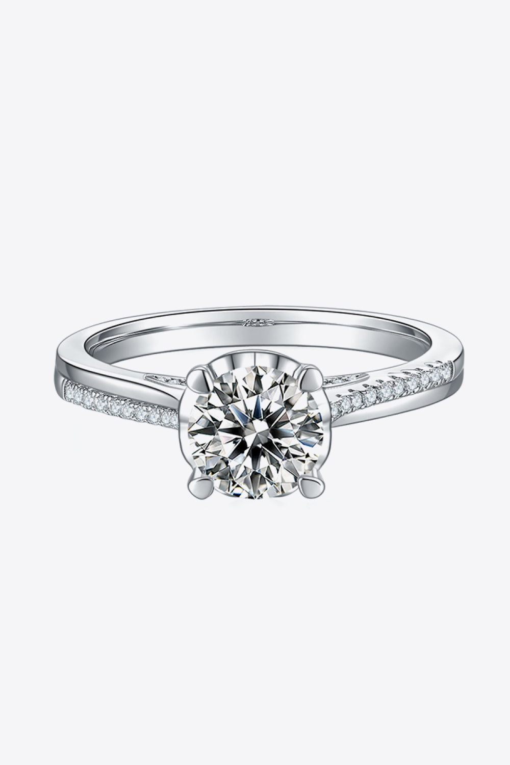 Side Stone Adored 1 Carat Moissanite 925 Sterling Silver Ring