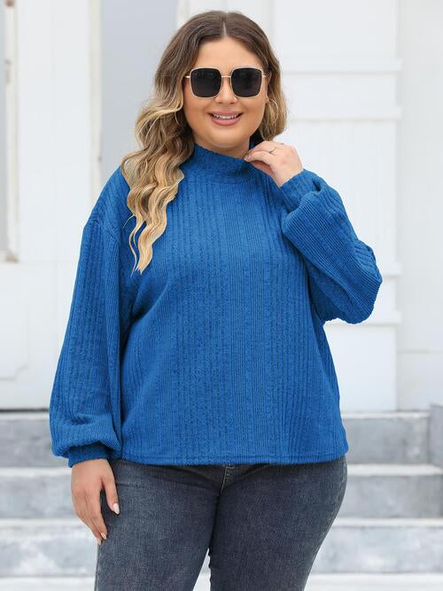 Plus Size Mock Neck Long Sleeve Knit Top