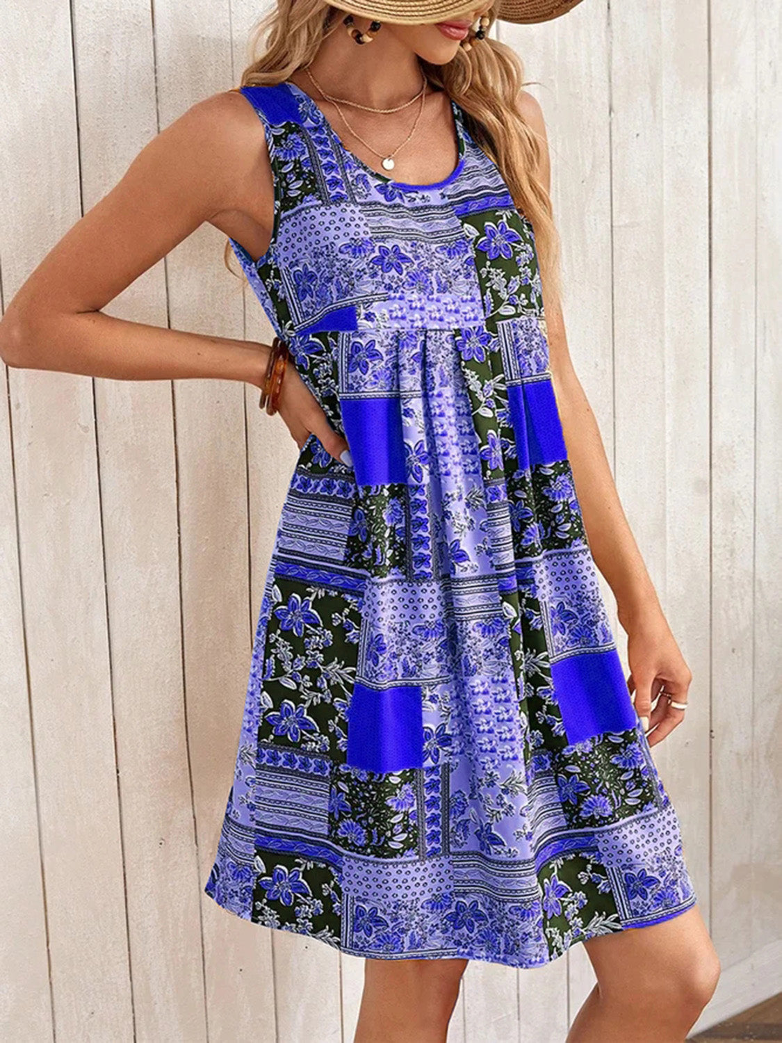 Printed Sleeveless Mini Dress