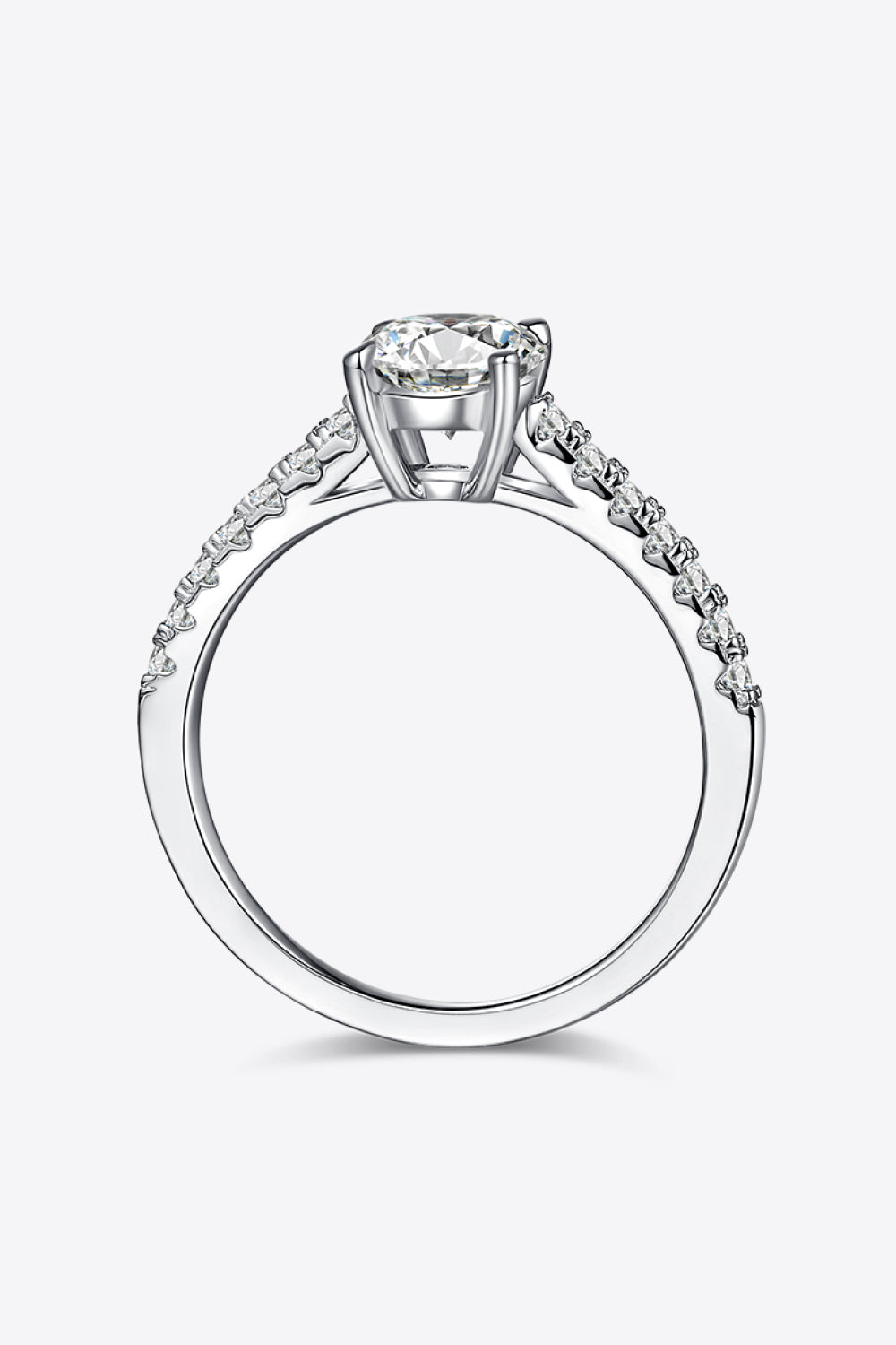 Side Stone 1 Carat Moissanite 925 Sterling Stone Ring