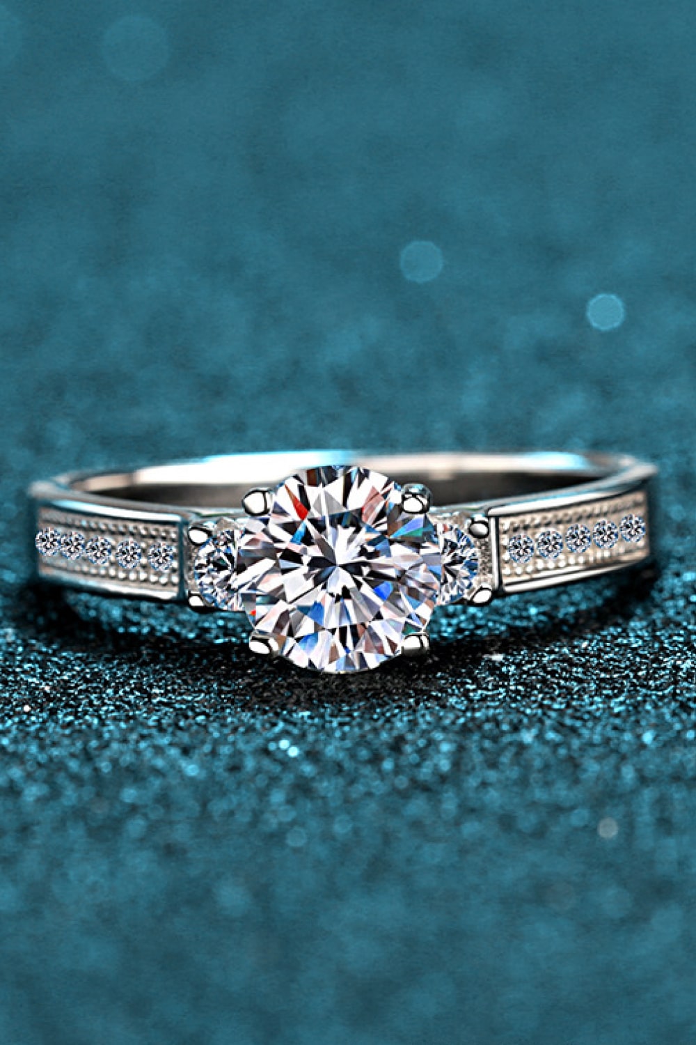 Lucky Charm Moissanite Rhodium-Plated Ring