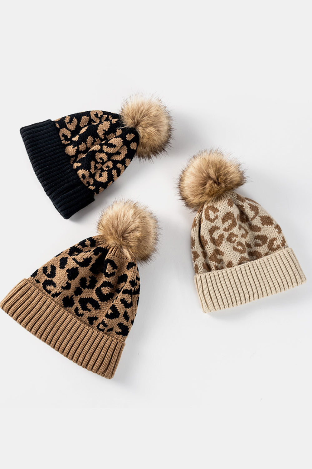 Leopard Pom-Pom Cuffed Beanie Trendsi