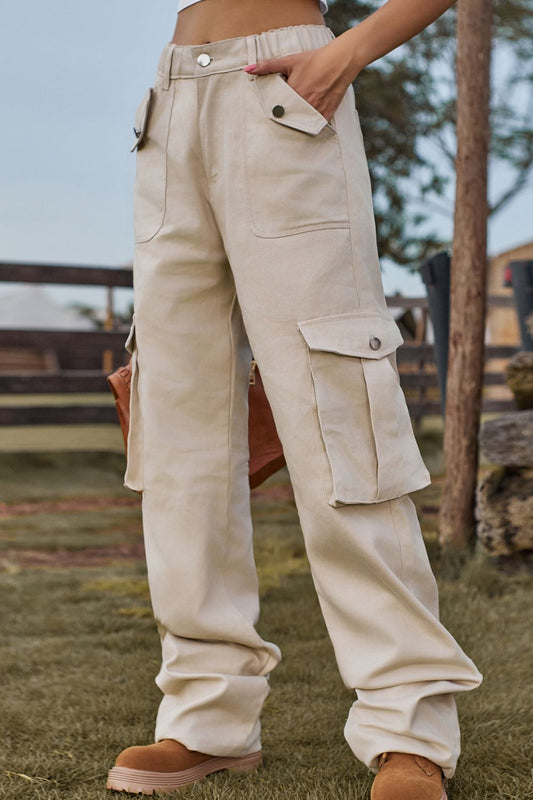 Loose Fit Long Jeans with Pockets Trendsi