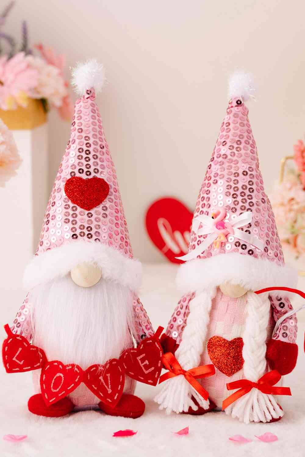 Sequined Heart Pointed Hat Faceless Gnome