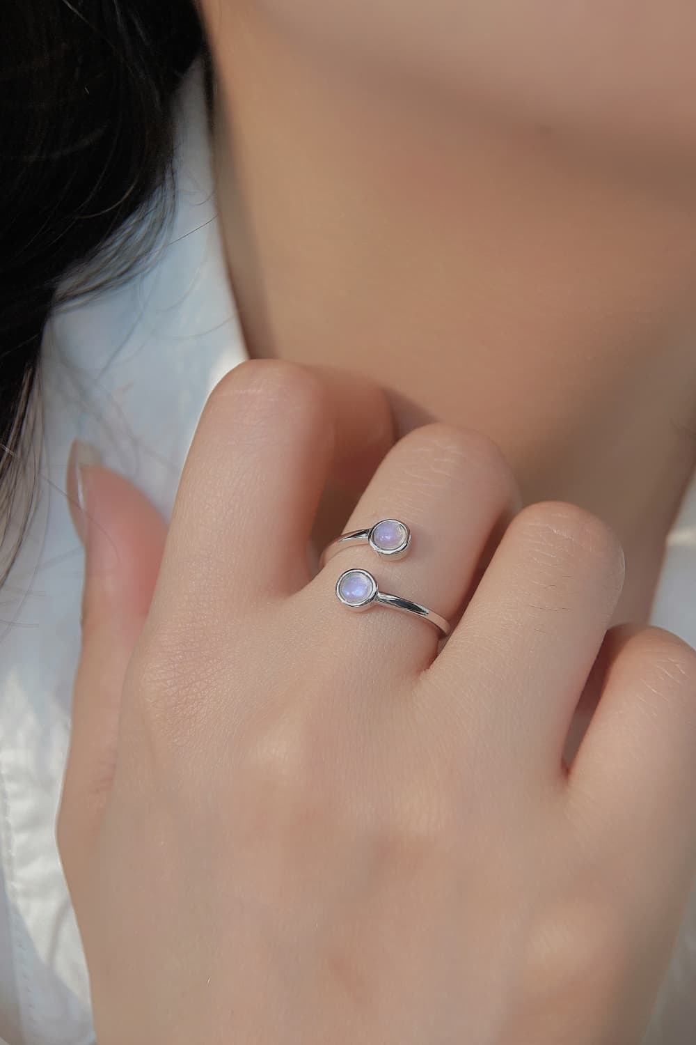 High Quality Natural Moonstone 925 Sterling Silver Toi Et Moi Ring Trendsi