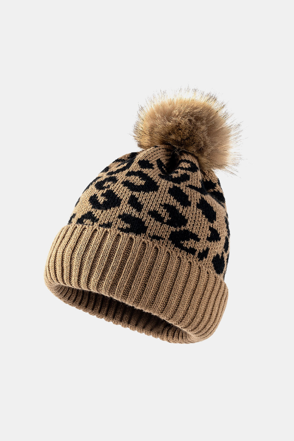 Leopard Pom-Pom Cuffed Beanie Trendsi