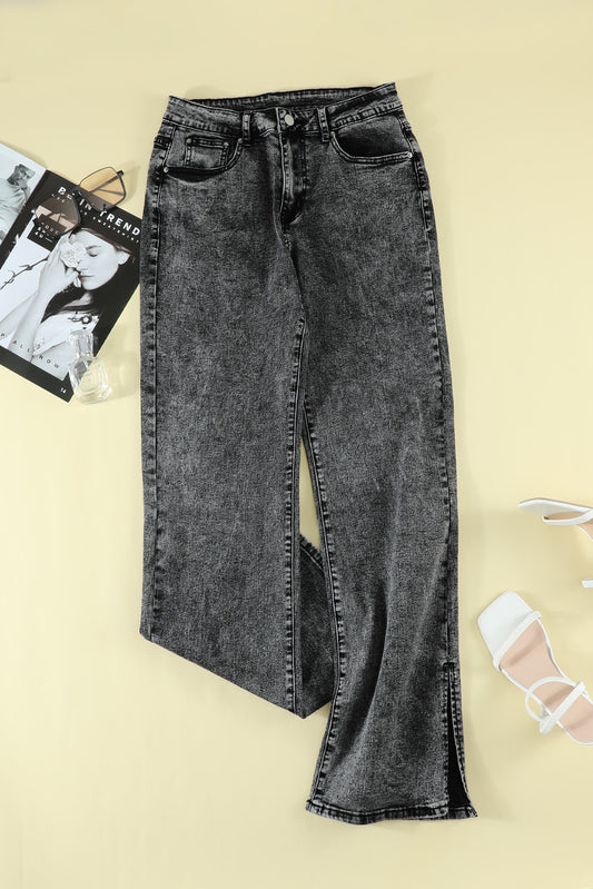 Slit Flare Jeans Trendsi
