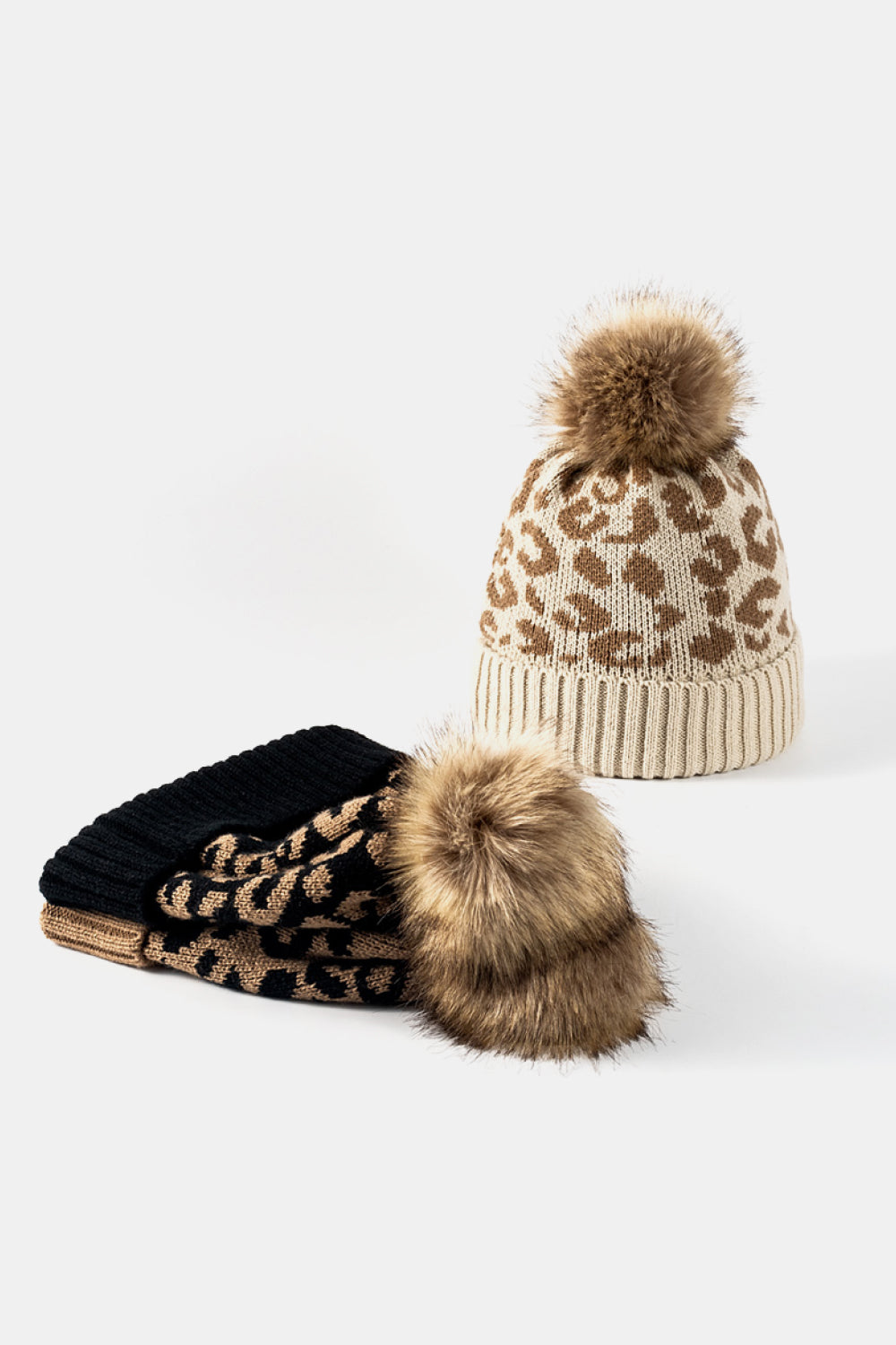 Leopard Pom-Pom Cuffed Beanie Trendsi