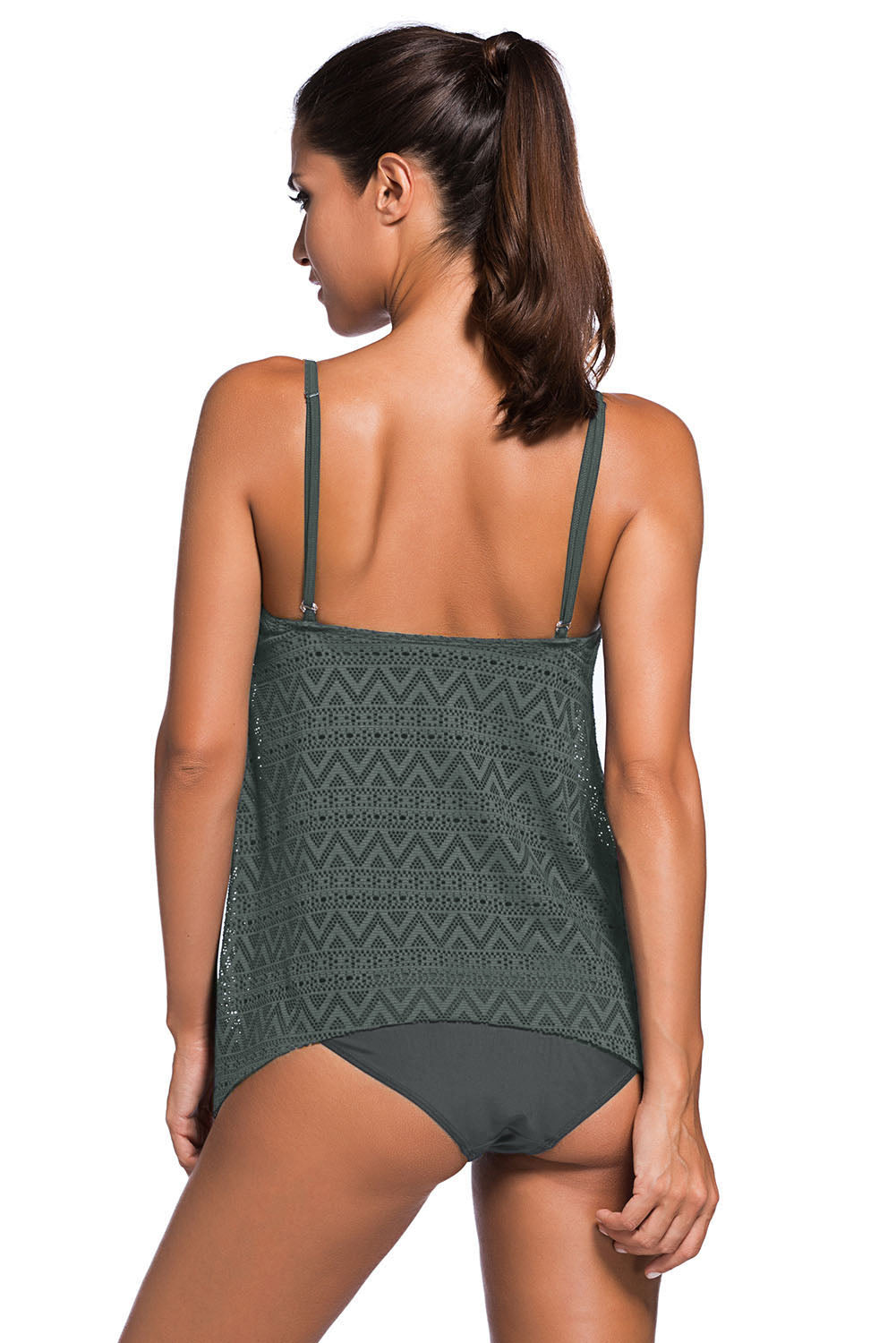 Full Size Spaghetti Strap Scoop Neck Tankini Set Trendsi