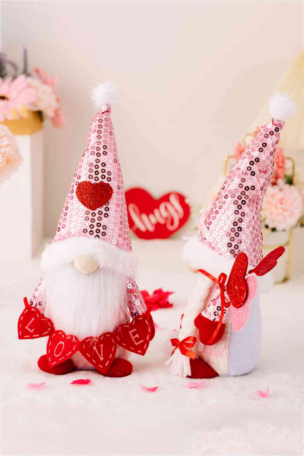 Sequined Heart Pointed Hat Faceless Gnome